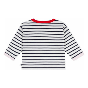Petit Bateau - Gestreiftes Herz-T-Shirt | Weiß