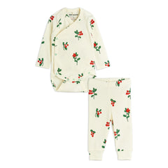 Mini Rodini - Set aus Body und Leggings mit Blumenmuster aus Bio-Baumwolle | Ecru