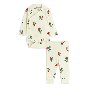 Mini Rodini - Set aus Body und Leggings mit Blumenmuster aus Bio-Baumwolle | Ecru