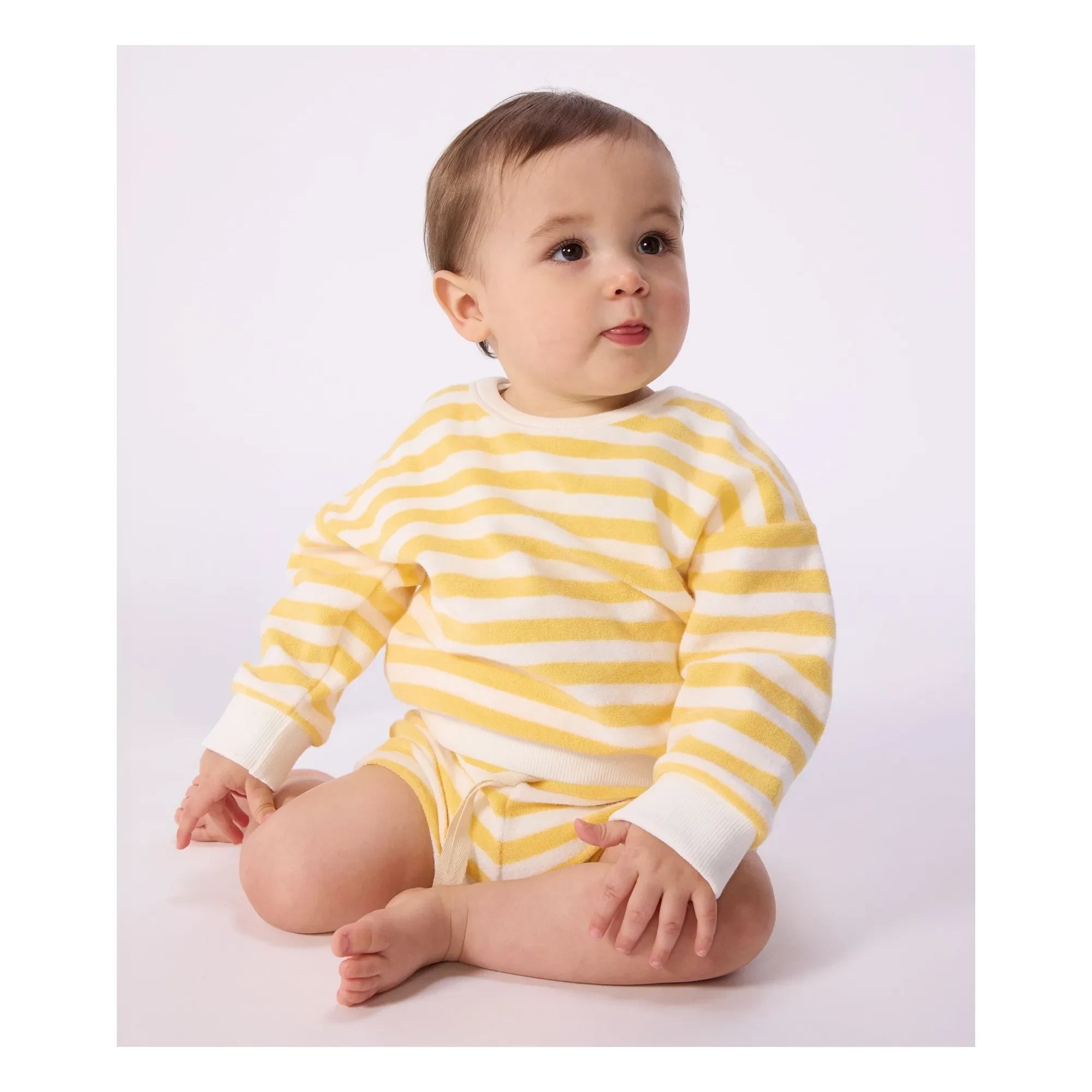 Petit Bateau - Terry Gestreiftes Sweatshirt | Gelb