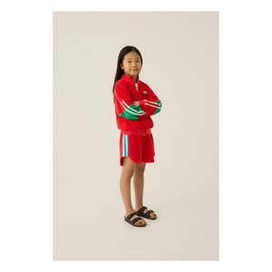 The Campamento - Retro Terry Shorts with Contrast Stripes | Red