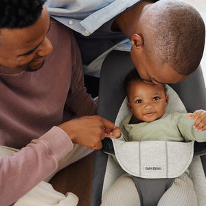 BabyBjorn Balance Woven Baby Bouncer - Black Frame - Dark Grey/Grey-Baby Bouncers-Without Bouncer Toy- | Natural Baby Shower