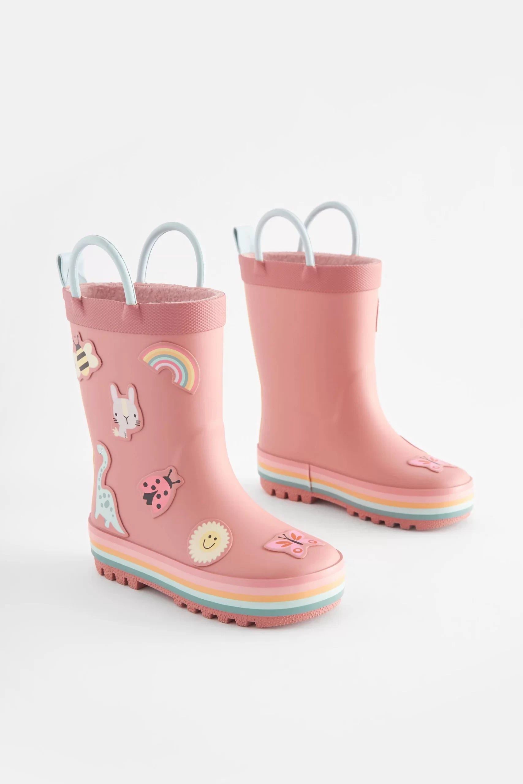 Dinossi - Soft Pembe Yumuşak Tabanlı Kız Çocuk Polarlı Yağmur Çizmesi - 30.5-Dinossi