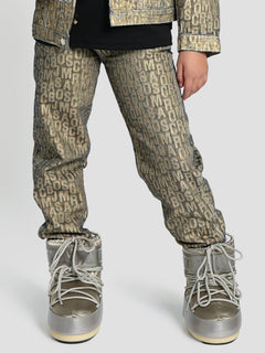 MARC JACOBS Girls Jacquard Logo Jeans in Gold