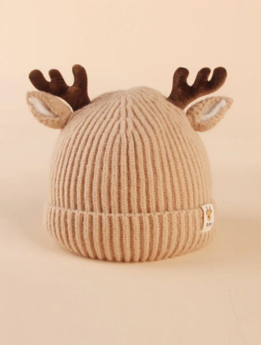 Dinossi - Geyik Boynuz ve Kulaklı Çocuk Beresi Krem-Dinossi