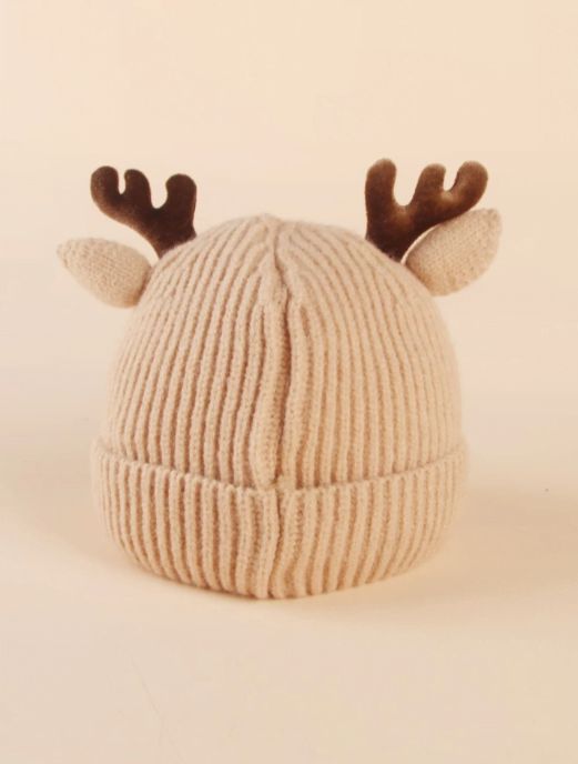 Dinossi - Geyik Boynuz ve Kulaklı Çocuk Beresi Krem-Dinossi