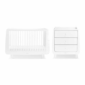 SnuzKot Skandi 2 Piece Nursery Furniture Set - White-Nursery Sets-White-No Mattress | Natural Baby Shower