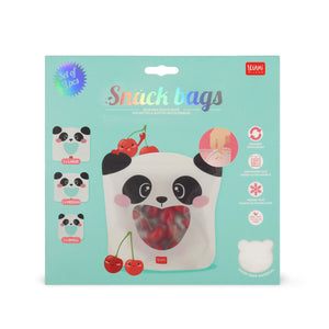 Legami - 3'lü Yeniden Kullanılabilir Atıştırmalık Torbası Seti - Panda - Atıştırmalık Torbaları