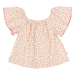 Búho - Seersucker Bluse mit Blumenmuster | Pfirsich