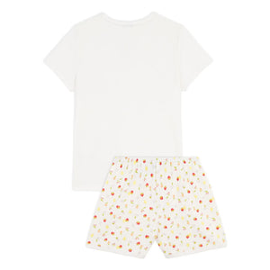 Petit Bateau - Strawberry Patterned Organic Cotton Short Pajamas | Ecru