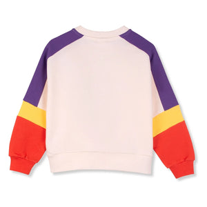 Wynken - Renk bloklu organik pamuk sweatshirt | Ekru