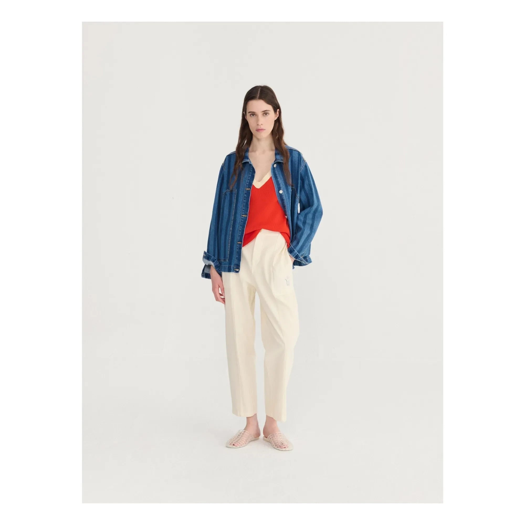 Bobo Choses - Blaue Jeansjacke mit Streifen aus Bio-Baumwolle