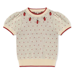 Fliink - Bolette Erdbeer Kurzarm Pullover | Ecru
