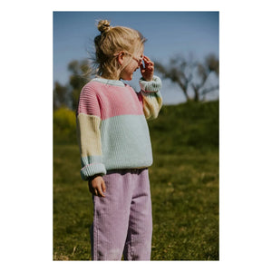 Yuki - Color Block Organic Cotton Sweater | Green Water