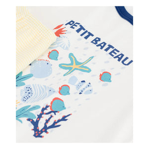 Petit Bateau – Bio-Pyjamashorts aus Baumwolle „Ocean“ | Weiß