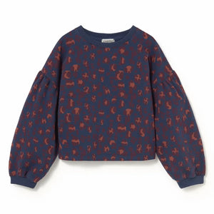 Cozmo - Elia Leopar Organik Pamuklu Sweatshirt | Lacivert