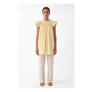 BELLEPIECE - Mykonos Baumwollpoplin-Oberteil | Gelb
