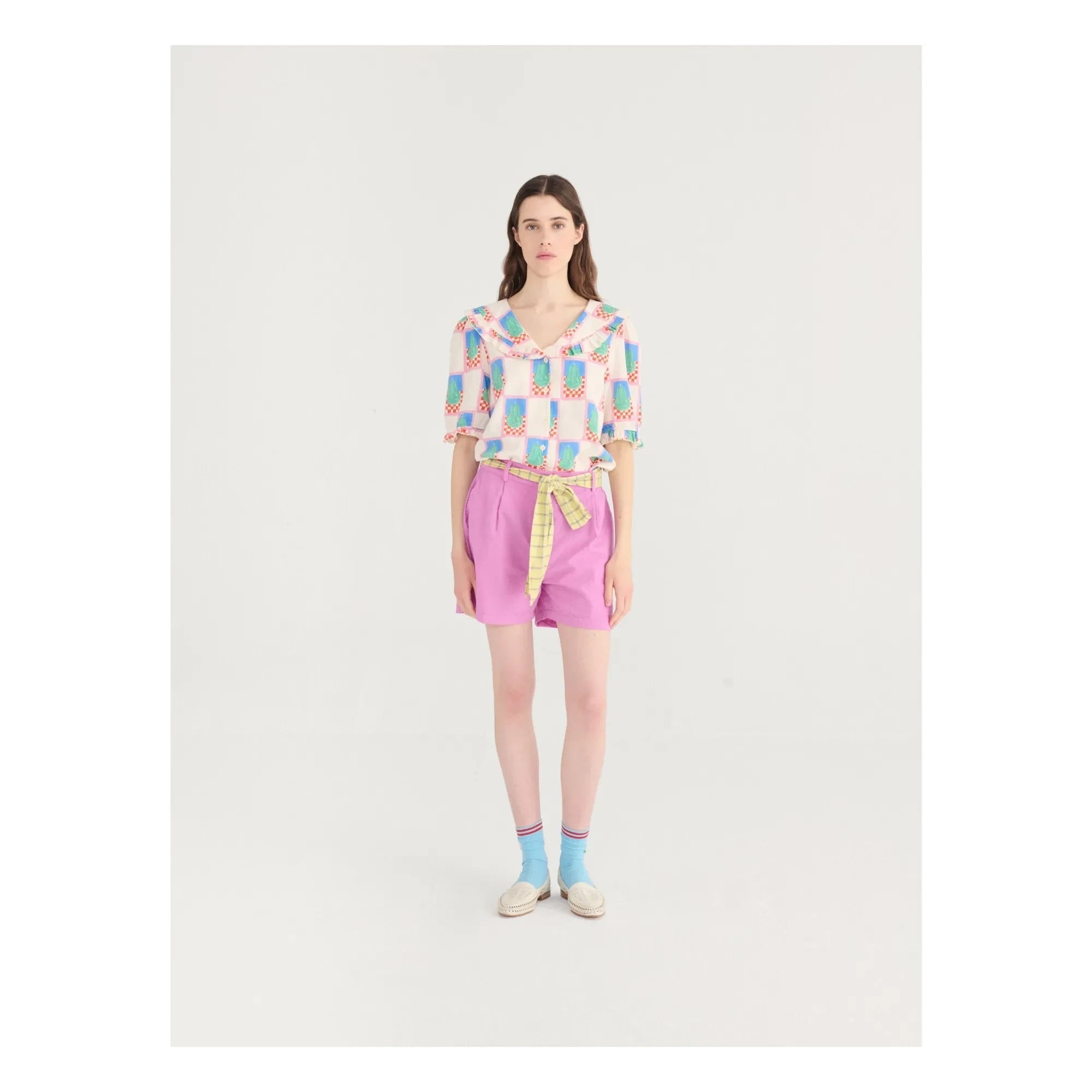Bobo Choses - Lila Baumwoll-Seersucker Plissierter Short