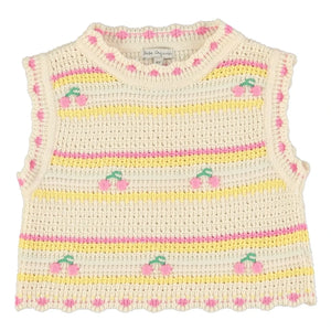 Bebe Organic - Top Kroşe Paloma Kirazlar Organik Pamuk | Ekru