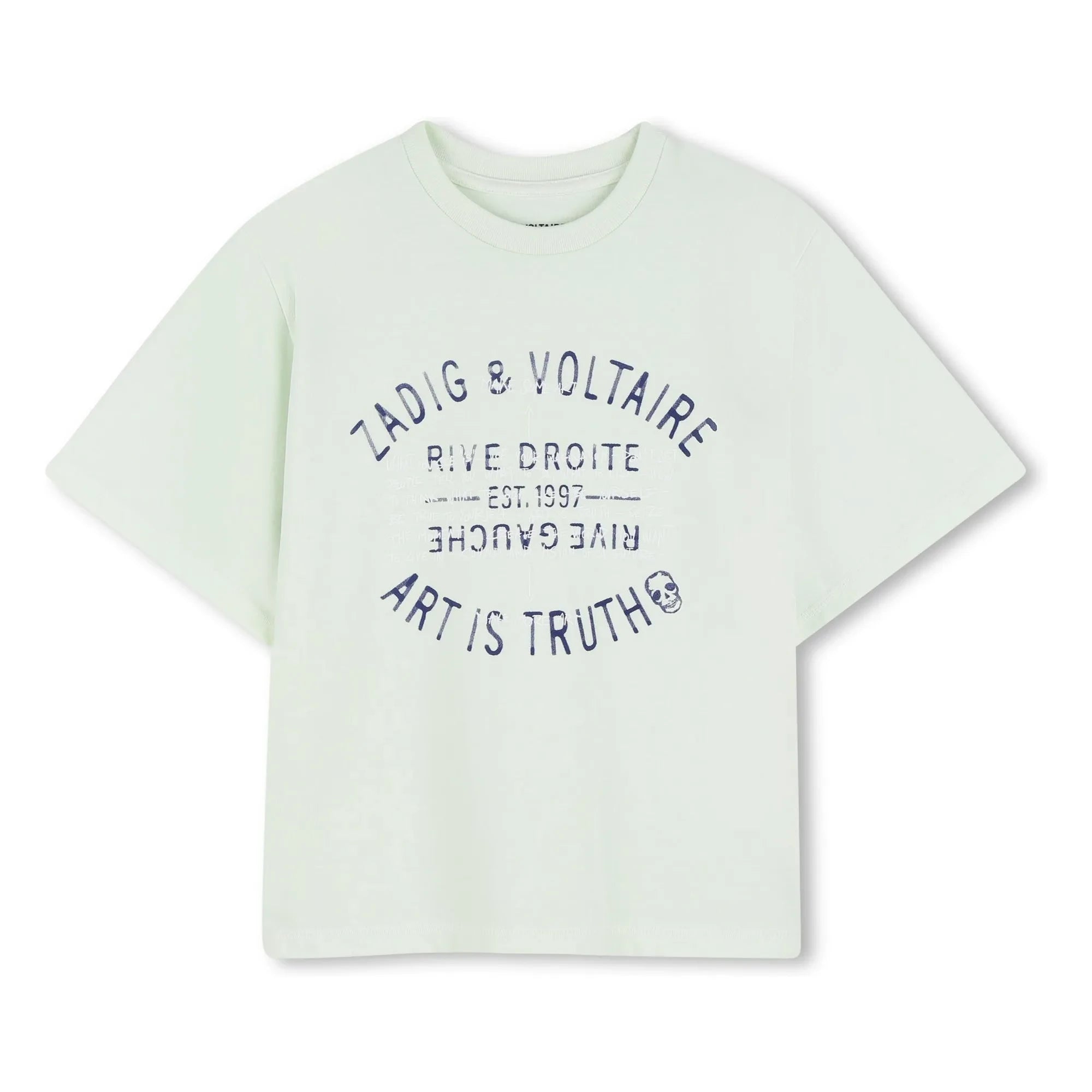 Zadig & Voltaire - T-Shirt mit verblasstem Logo „Die Kunst ist die Wahrheit“ | Blassgrün