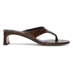 Augusta - Sandalen mit Krokodilprägung Farah | Schokolade