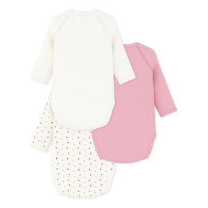 Petit Bateau - 3'lü Mon Trésor Organik Pamuk Çapraz Tulum Seti | Beyaz