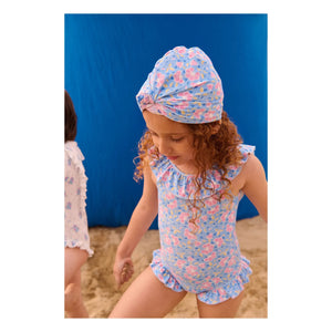 Louise Misha - Abina Floral Pattern Bath Towel Made from Recycled Fibers | Blue