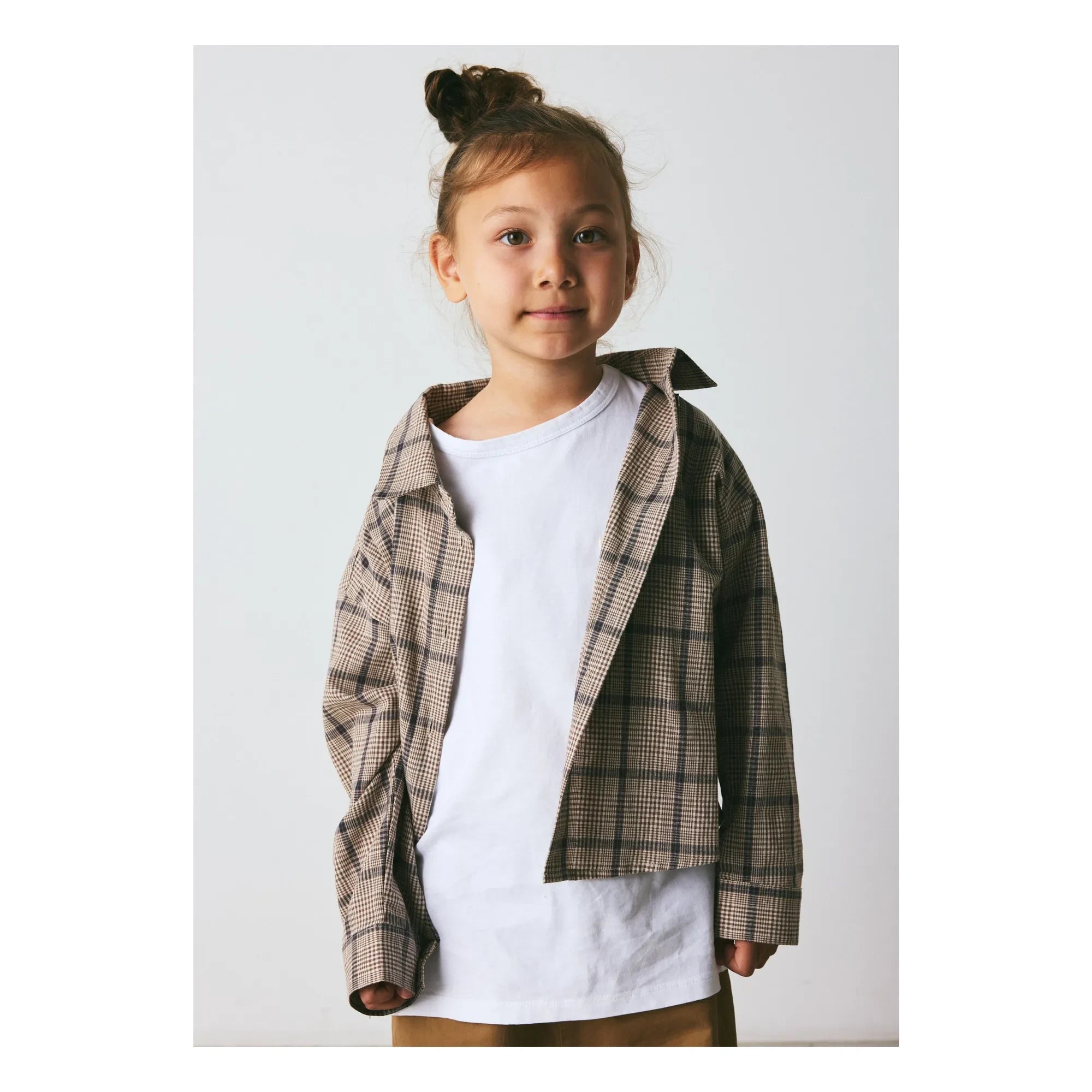 Brunobruno Nation - Nohrla shirt Linen and leather cotton plaid | Brown