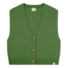 Matona - Box-cut organic cotton sleeveless cardigan | Green