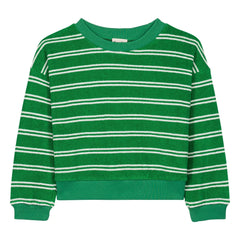 We Are Kids - Nat çizgili organik pamuklu havlu sweatshirt | Yeşil