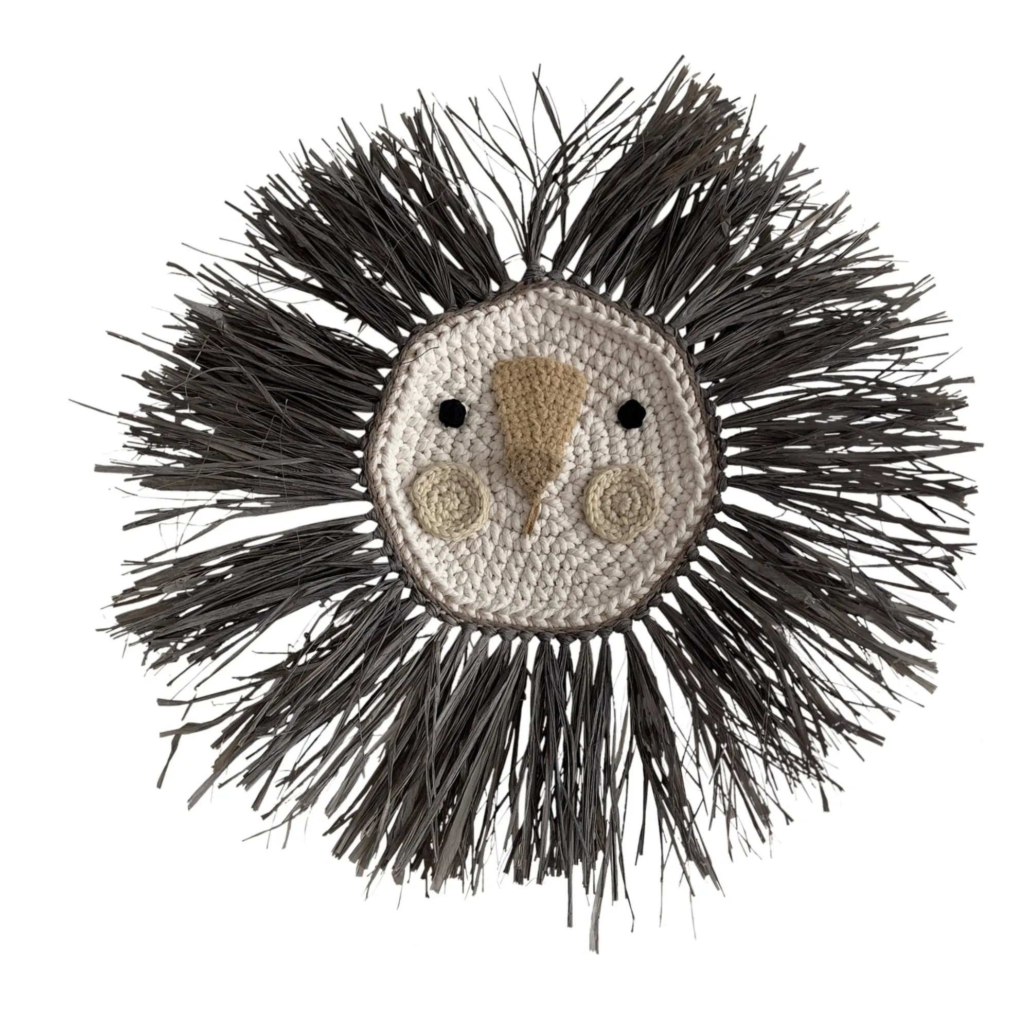 Ila y Ela - Raffia Hanging Lion | Grey Blue