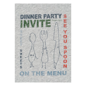 Konges Sløjd - Famo Dinner Party organik pamuk Tişört | Gri melanj