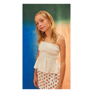 Fabula - Ruffled Top with Pockets | White