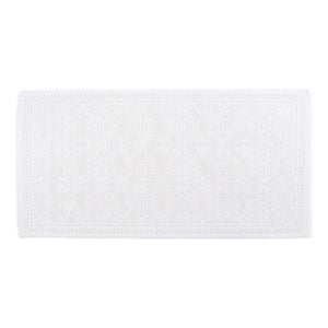 Haomy - Embossed Patterned Cotton Bath Mat 55x110cm | White