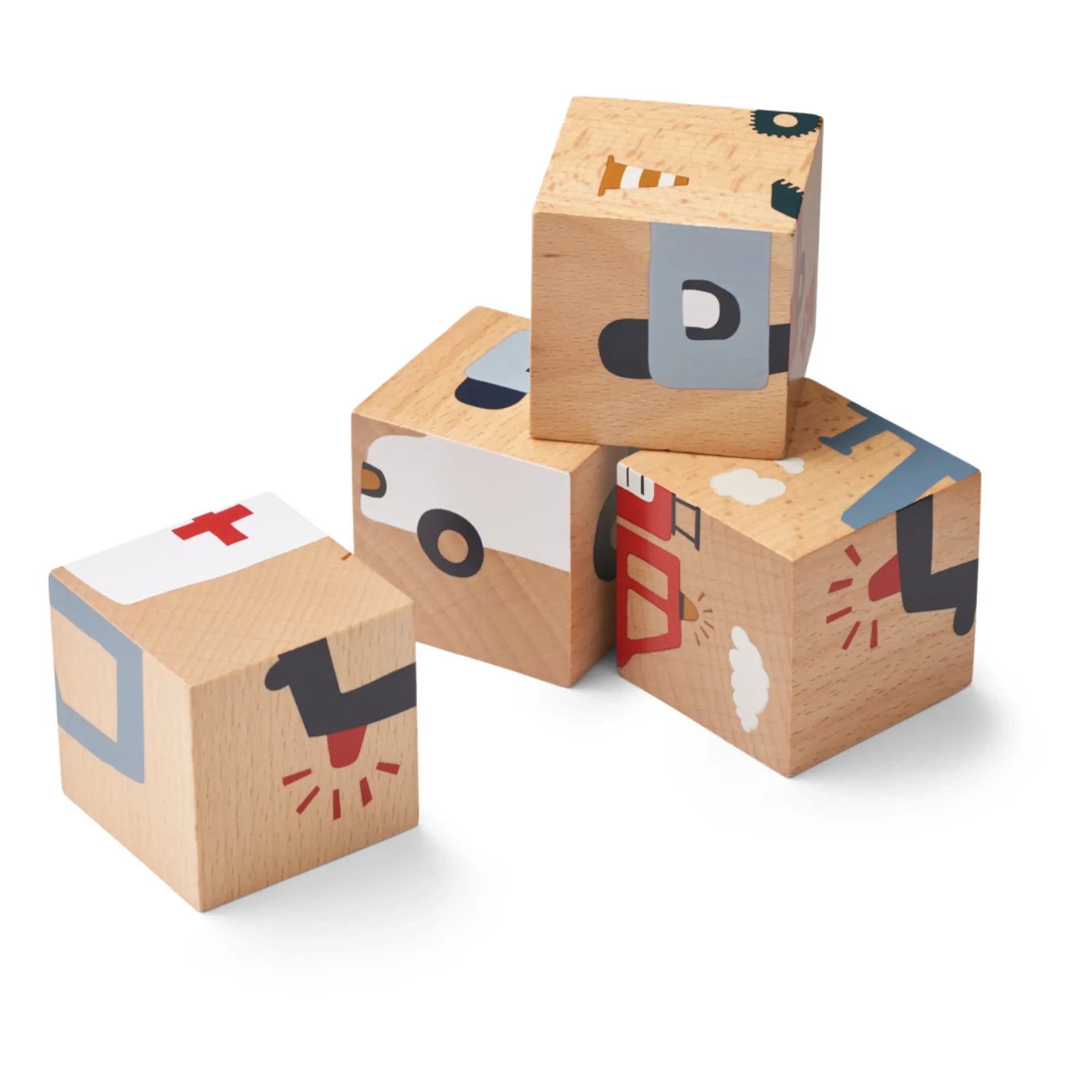 Liewood - Aage Wooden Blocks | Vehicles/Nature