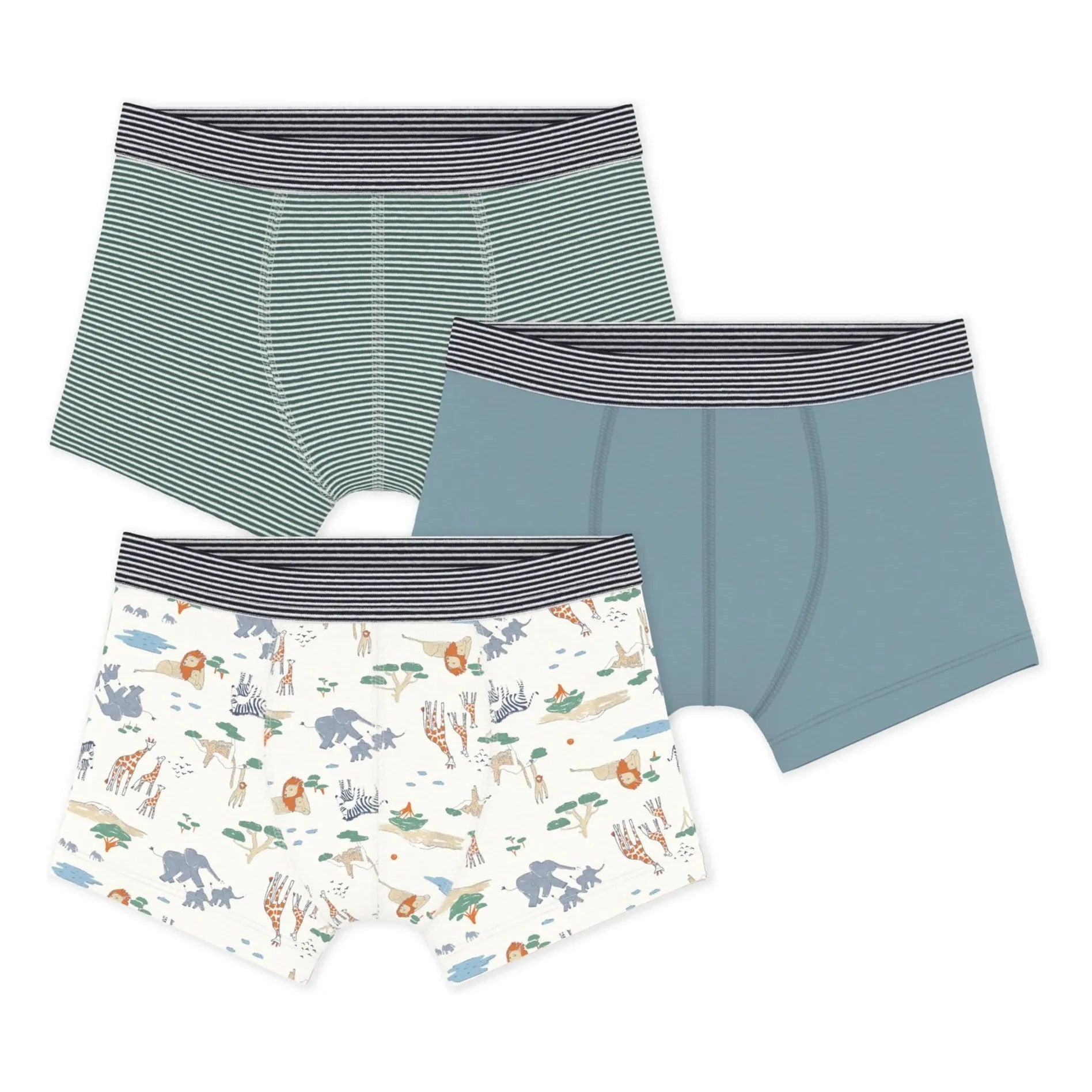 Petit Bateau - 3er-Pack Savanne Boxershorts | Blau