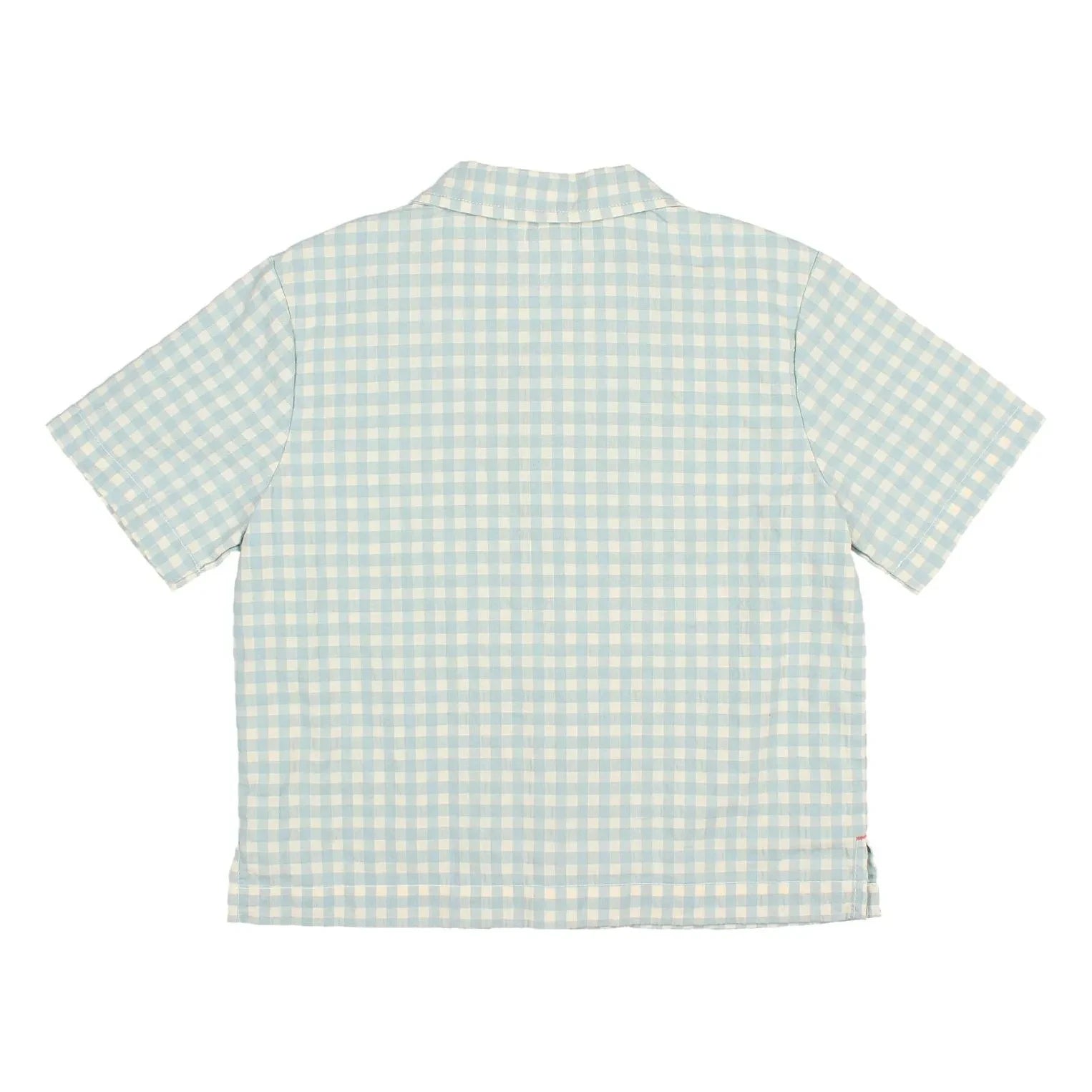 Búho - Aqua Gingham Seersucker Organik Pamuk Gömlek