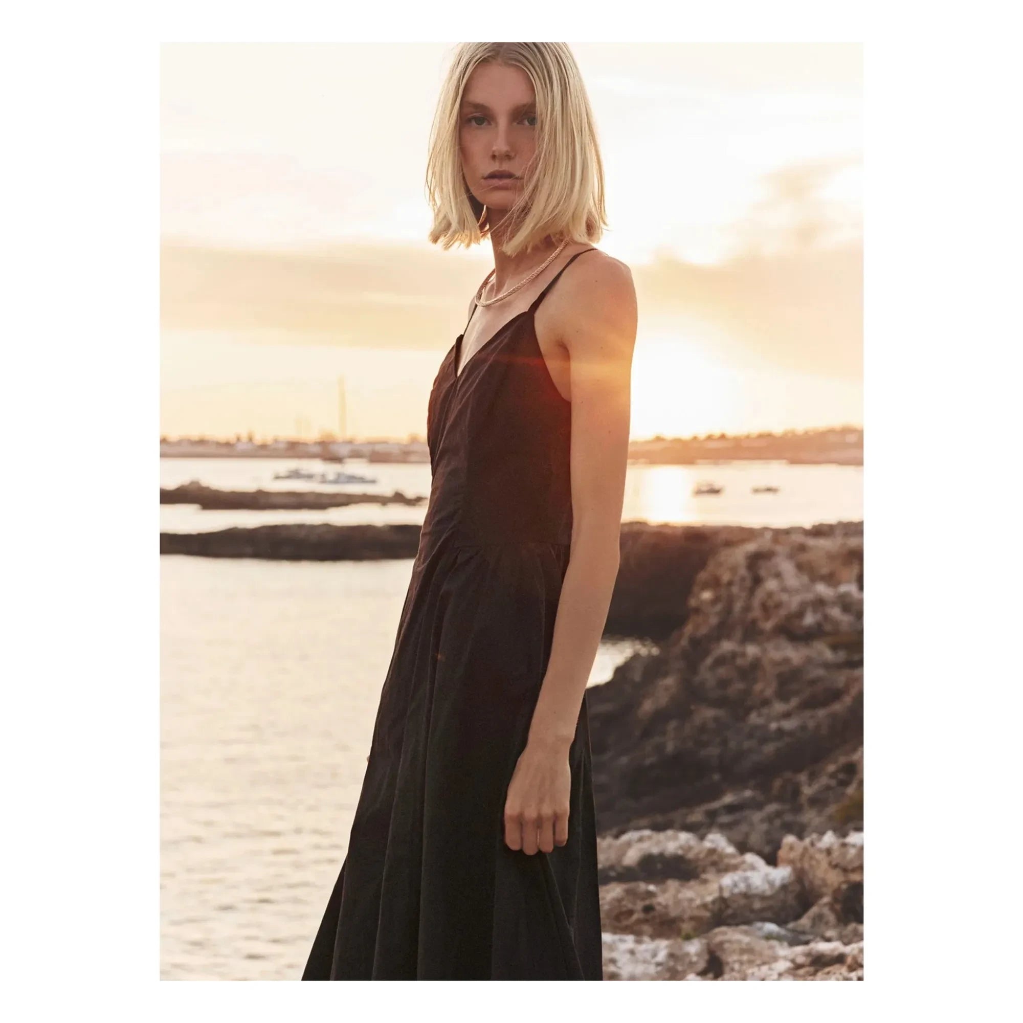 Xirena - Baumwoll-Bardot-Kleid | Schwarz