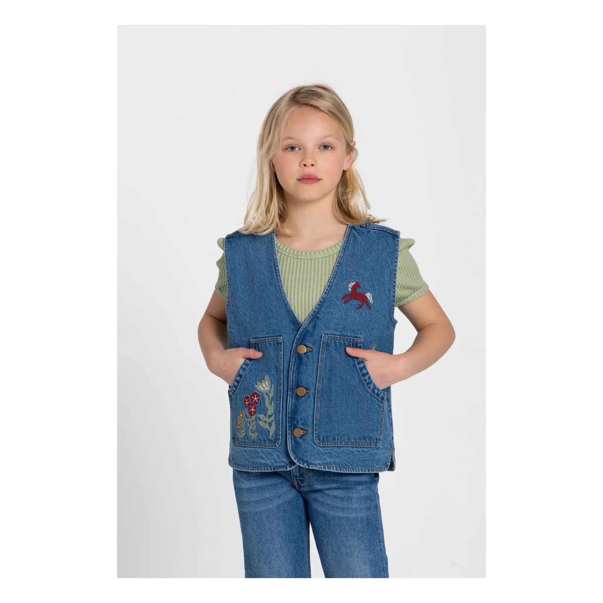 Hundred Pieces - Mara Cheval Ärmellose Jeansjacke | Blau