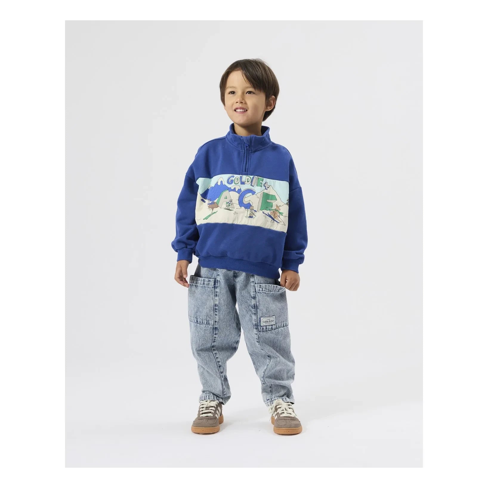 Goldie + Ace - Dağ Fermuarlı Sweatshirt | Mavi