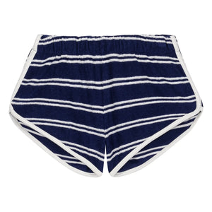 We Are Kids - Juju Gestreifte Bio-Baumwoll-Frottee-Shorts | Marineblau