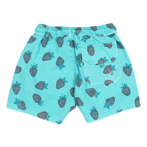 Búho - Erdbeer Popeline Bio-Baumwoll-Badeshorts | Türkis