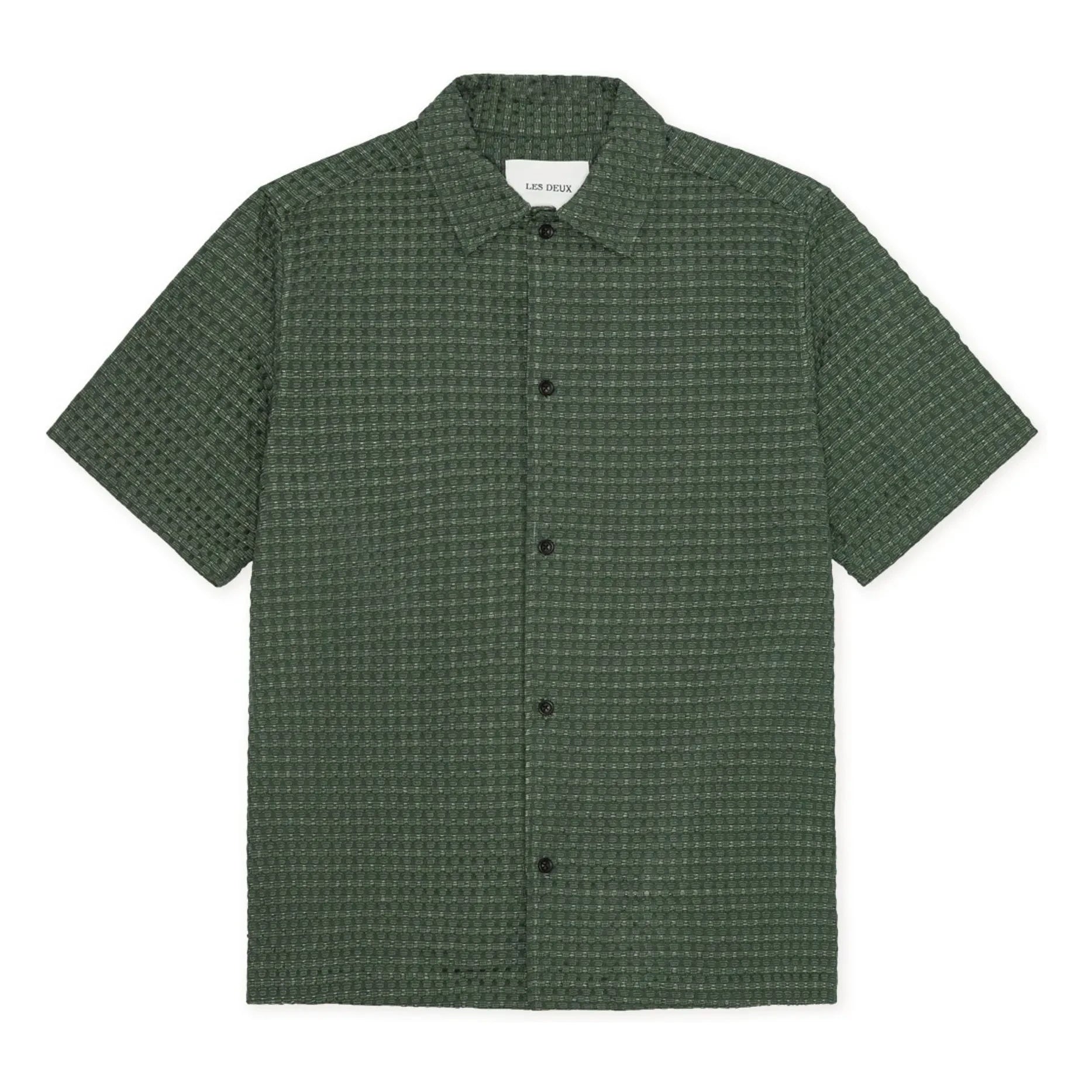 Les Deux - Chemise Chack Seersucker | Dunkelgrün