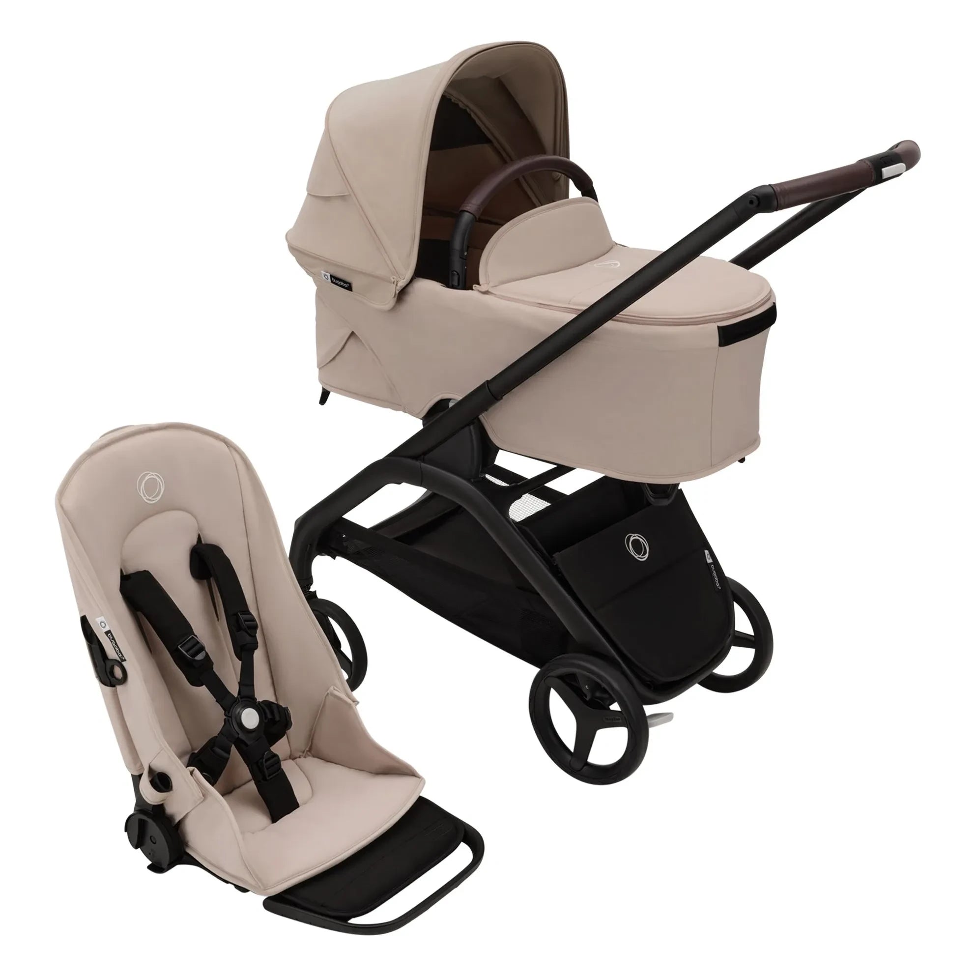 Bugaboo - Bugaboo Dragonfly Şehir Bebek Arabası komple şasi siyah | Taupe kahverengi