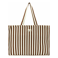 Gabrielle Paris - Gestreifte Baumwoll-Wochenendtasche | Mocha