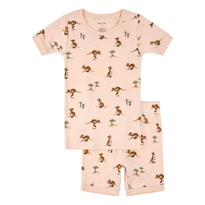 Petit Lem - Känguru-Pyjama-Shorts aus Bio-Baumwolle | Puderrosa
