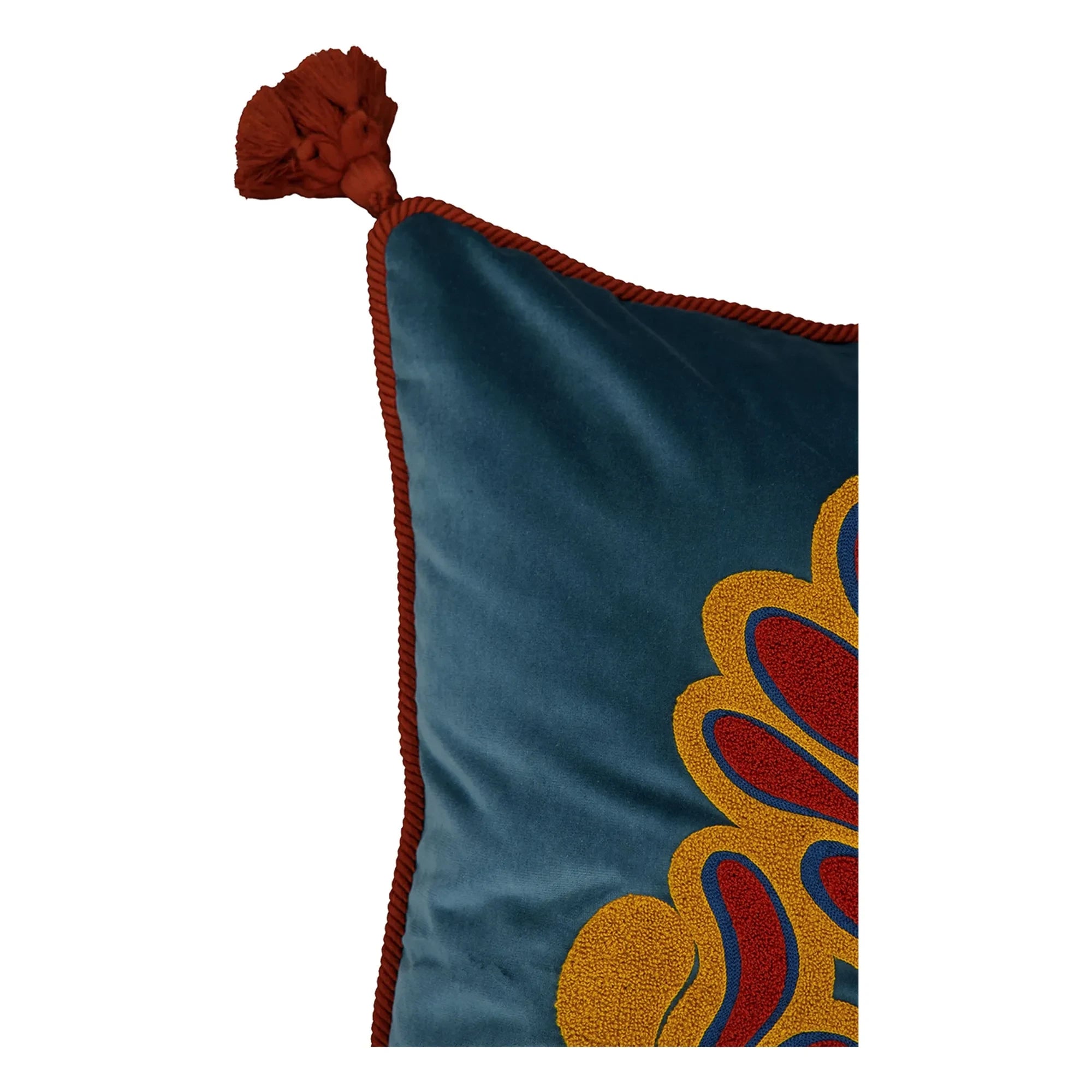 House of Capricorn - Afonso besticktes Samtkissen | Blau