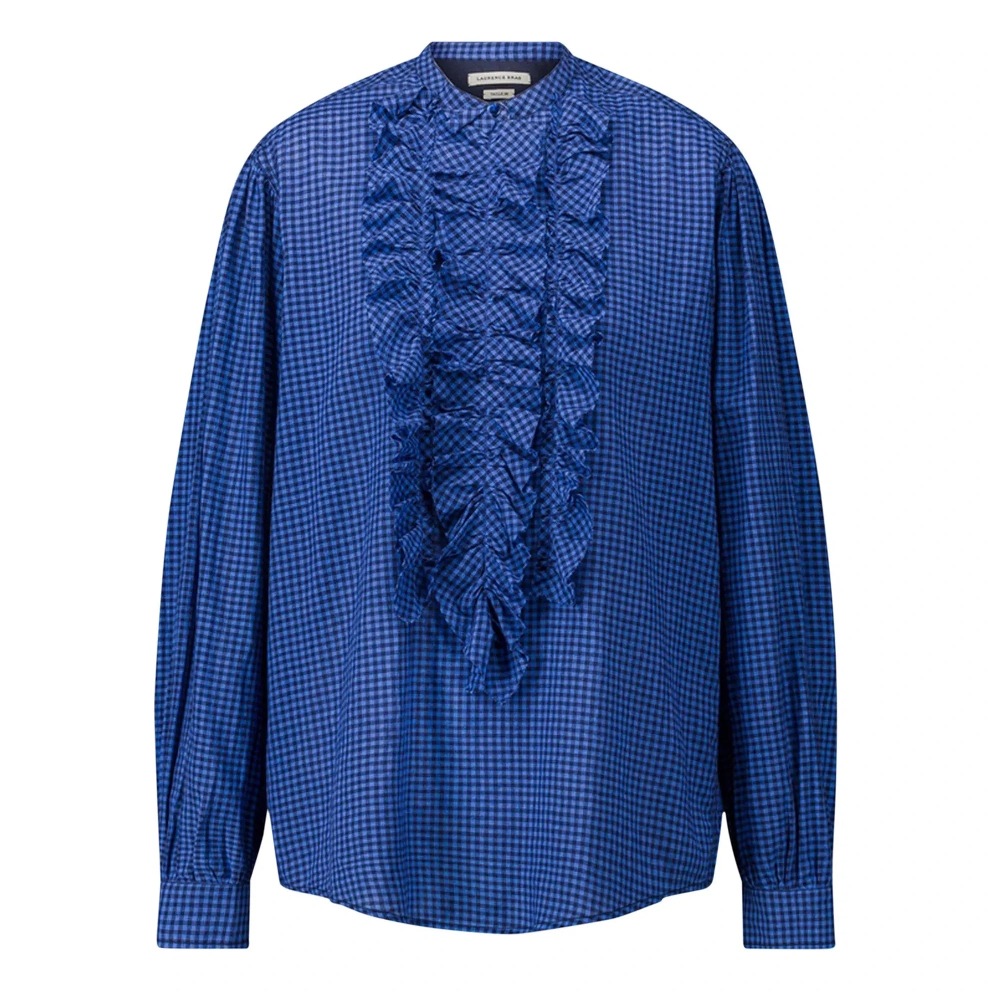 Laurence Bras - Magrita Pamuklu Gingham Bluz | Mavi