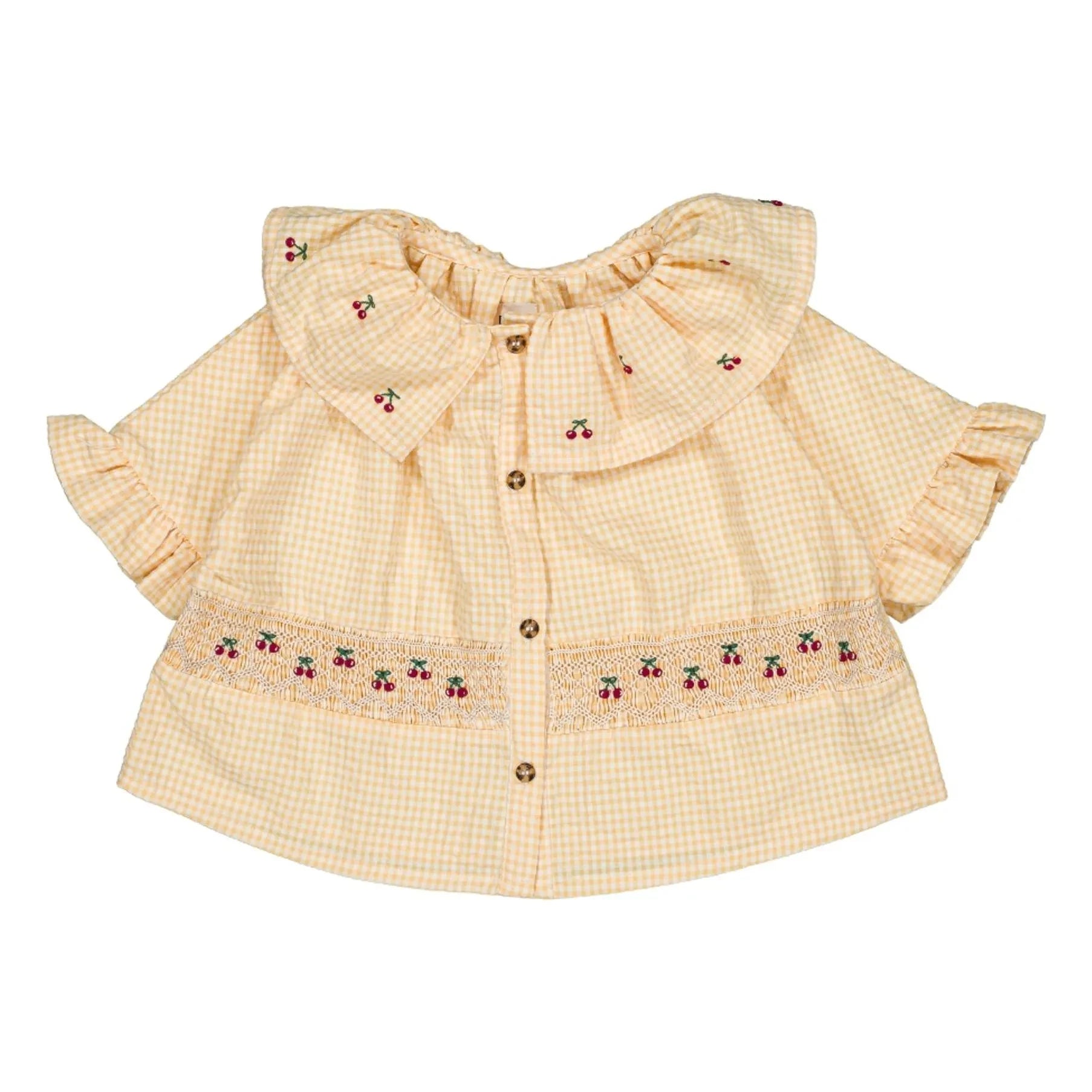 Loir - Hortense Vichy Cherry Blouse Organic Cotton | Yellow