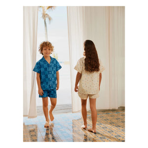 Molo - Lexi Hearts Organic Cotton Short Pajamas | Ecru